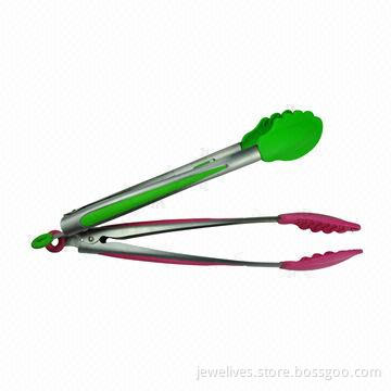 New silicone kitchen tongs with stainless steel handle cover